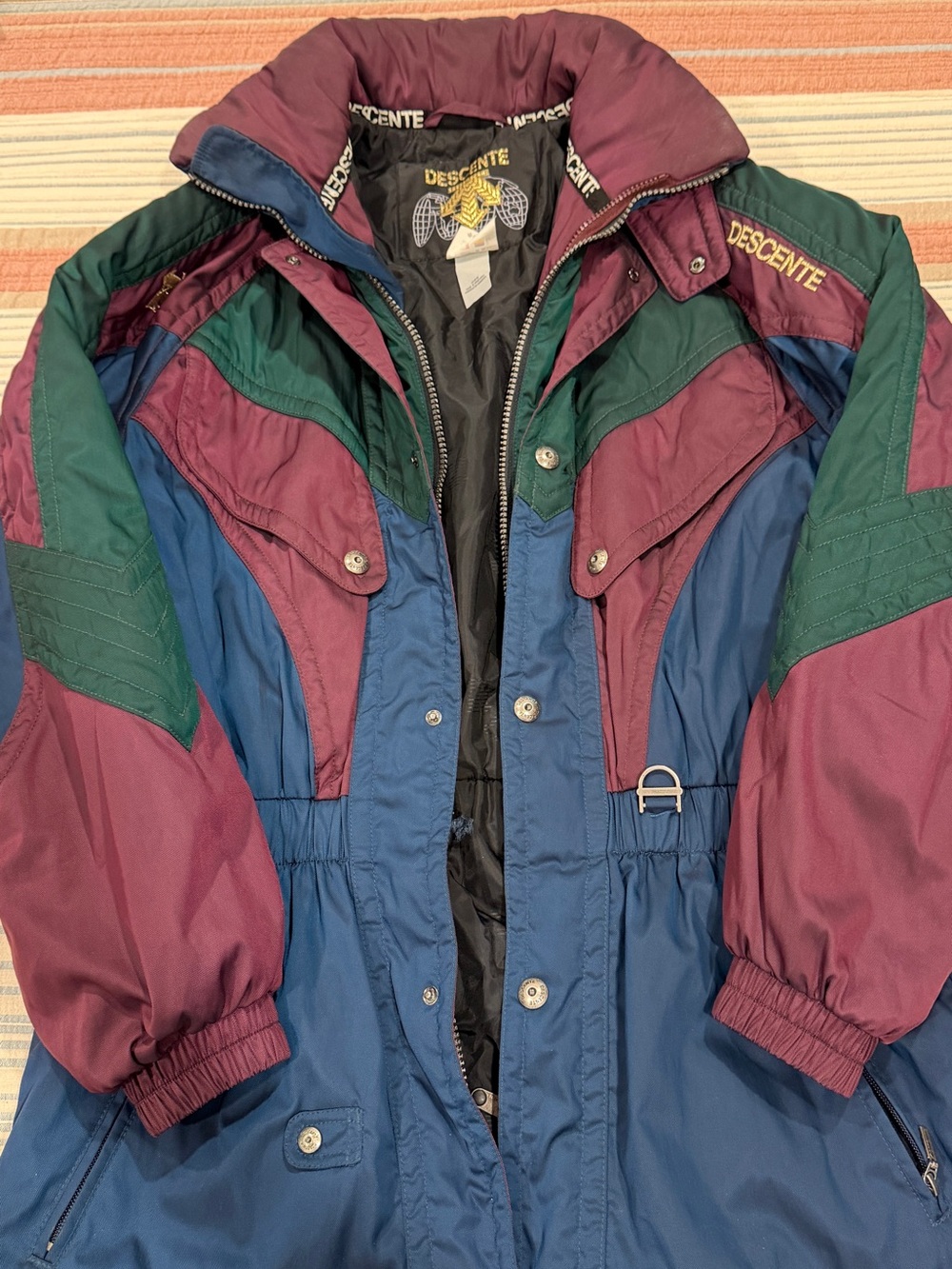 Vintage Descente Colorblock Jacket in Burgundy, Teal & green